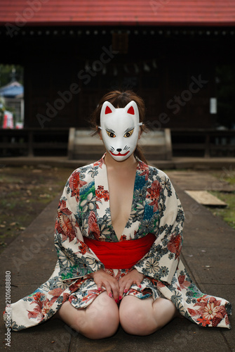 夏の思い出　キツネ面