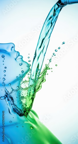 Clear, fresh liquid being consumed rapidly to relieve intense dryness and satisfy an essential biological need for hydration, routine, relief, natural