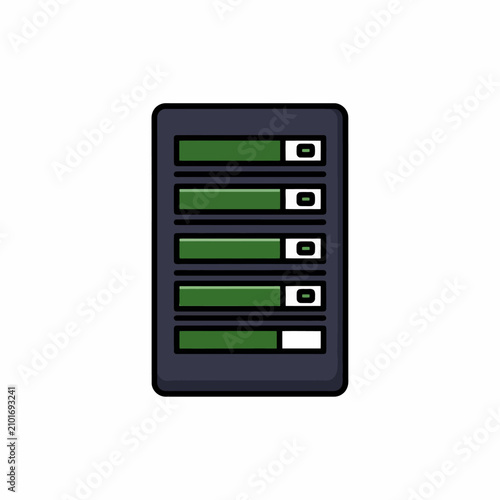 Server Rack with Progress Bars and Indicators.