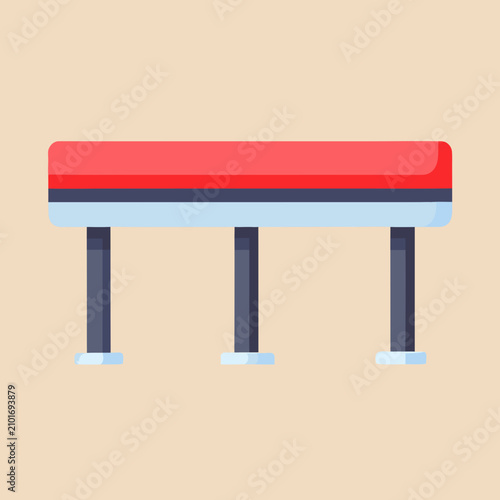 Flat Design Park Bench with Red Seat