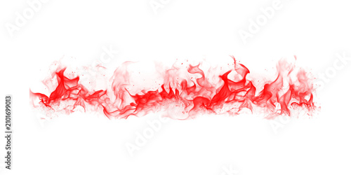 Cuadro en lienzo Bright red fire flames isolated on white