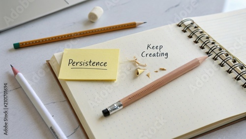 Inspiration for Creativity and Motivation with Notes, Pencil, and Shavings on a Desk Surface
