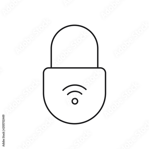 Editable Stroke Smart Door Lock Line Icon for Connected Home Security Wi-Fi Apps and Home Automation Vector