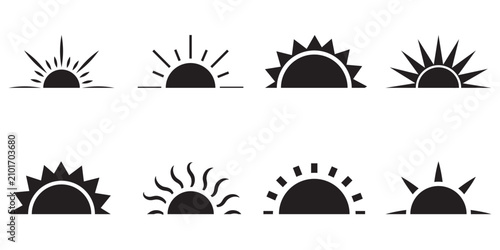 Half sun icon vector. sun rising and setting symbol. vector illustration.
