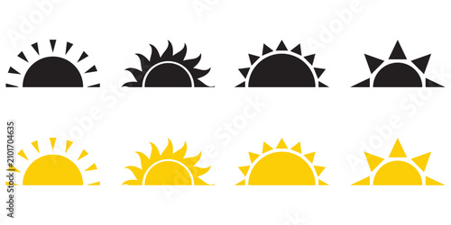 Half sun icon vector. sun rising and setting symbol. vector illustration.