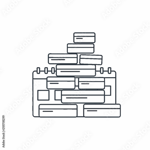 Stacked calendar blocks with deadlines and tasks, planning and scheduling concept, icon vector