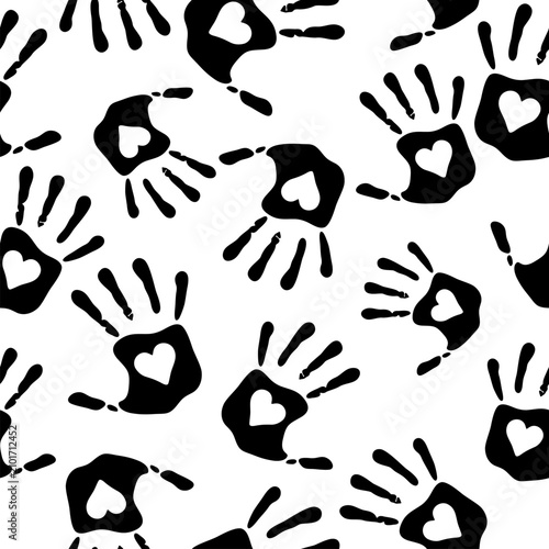 Hand print. Vector illustration. Seamless pattern