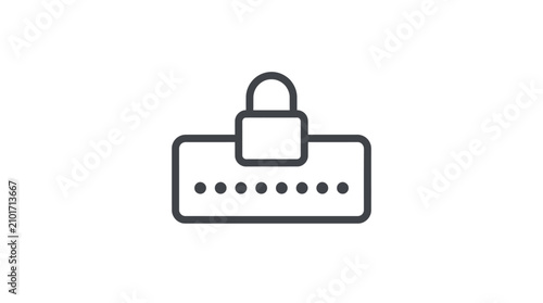 Minimalist icon of a digital security padlock with password field dots.
