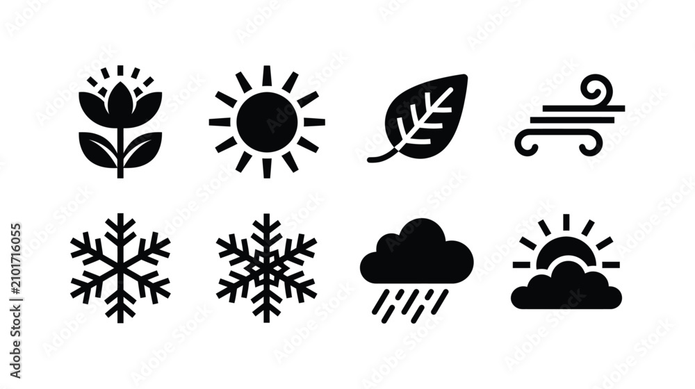 Obraz premium Weather vector icons symbols climate nature environment