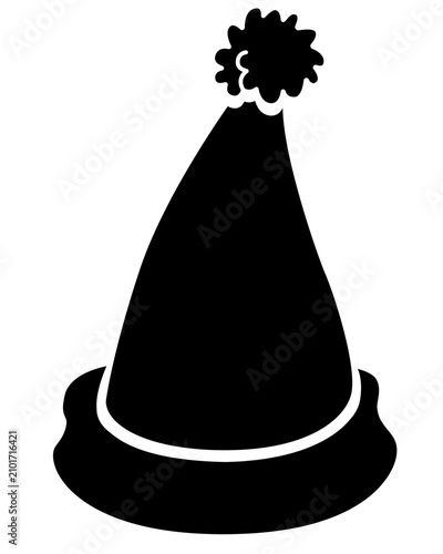 Santa Claus hat - vector silhouette for a logo, pictogram, or stencil. Santa hat for laser cutting