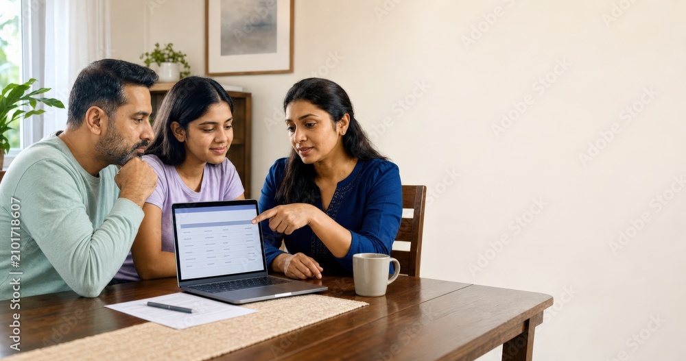 Fototapeta premium Digital Legacy Planning Family Reviewing Subscriptions for Future