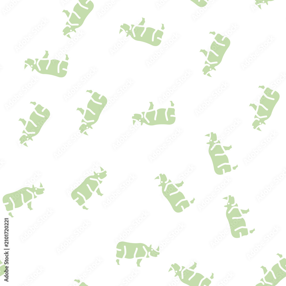 Obraz premium rhino animal glyph vector seamless pattern. rhino animal signthin illustration
