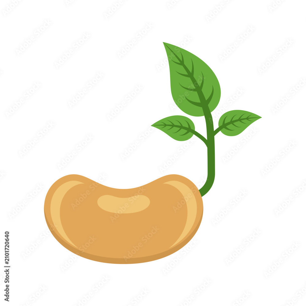 Obraz premium Soy bean with leaf icon in flat style. Soybean vector illustration on isolated background. Natural healthy food sign business concept.
