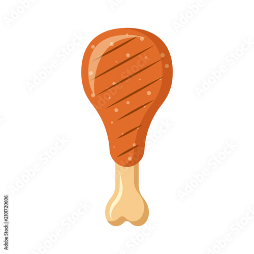 Chicken or turkey leg icon in flat style. Drumstick vector illustration on isolated background. Grilled food sign business concept.