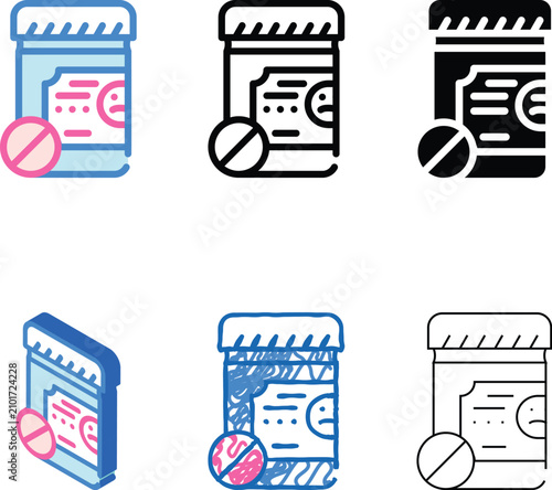 Tableau sur toile antidepressant drugs package color icon vector