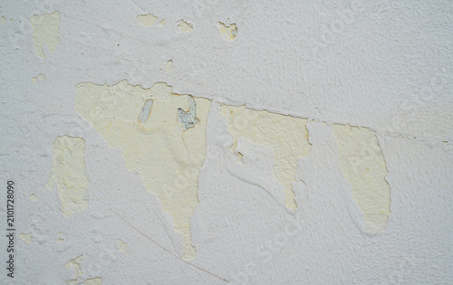 Konstfotografi Textura de pared blanca con pintura descascarada y acabado envejecido, fondo de