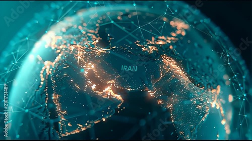 Digital earth globe spinning and highlighting iran region. 4k video