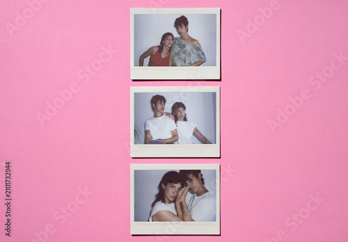 Mockup of three empty polaroids
