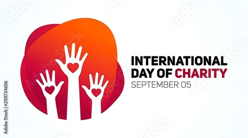 International day of charity illustration hands with hearts vibrant gradient background