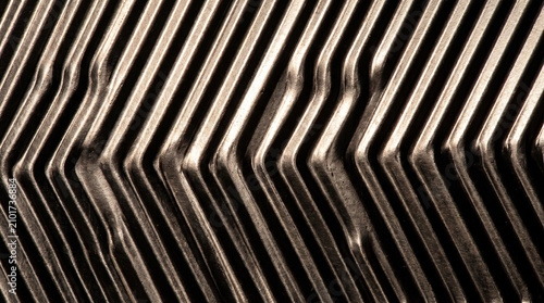 Heat exchanger corrugated stainless steel macro, chevron pattern texture  