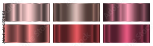 A set of terracotta metallic gradients on a white background. Metallic gradient effects for text and infographic design. A collection of metal banners. Vector EPS 10.