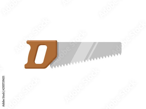 Classic Carpenter Hand Saw Icon with Wooden Handle