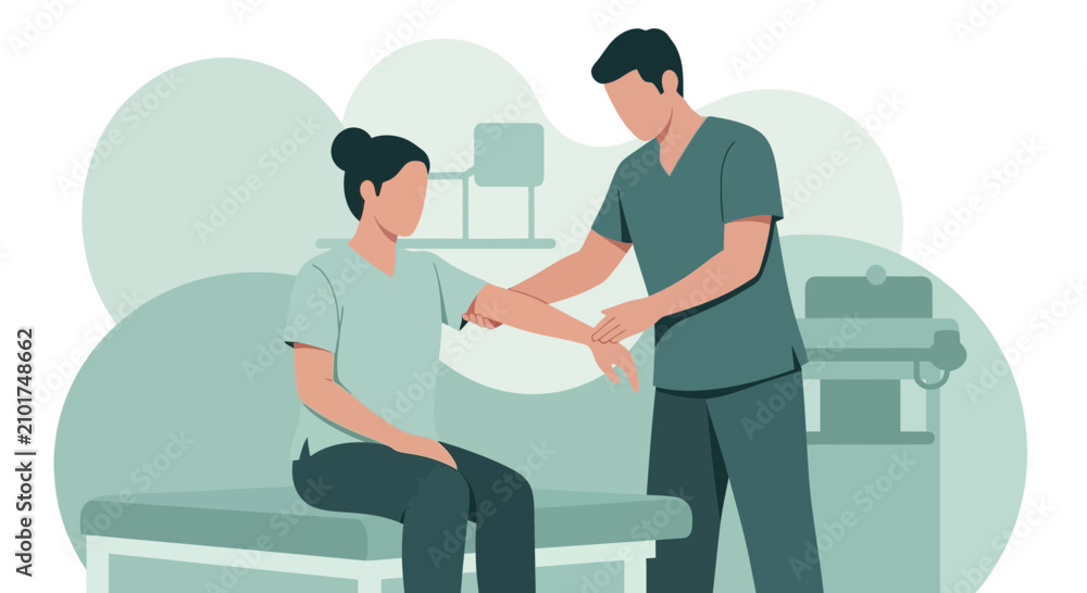 Obraz premium Physical Therapy Patient Receiving Arm Treatment from Practitioner
