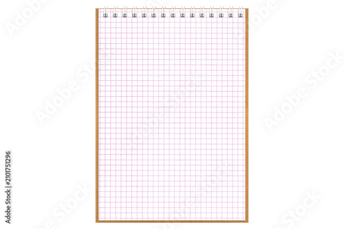 Vertical spiral bound notepad with blue grid lines. Versatile digital asset for web design, advertising banners, and creative compositions