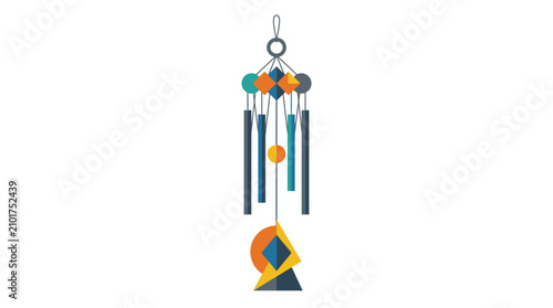 Konstfotografi Minimalist geometric wind chime vector illustration isolated on white