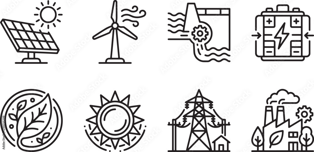Fototapeta premium Renewable energy sources and sustainable power generation. Eco-friendly technology and green energy solutions for a cleaner future.