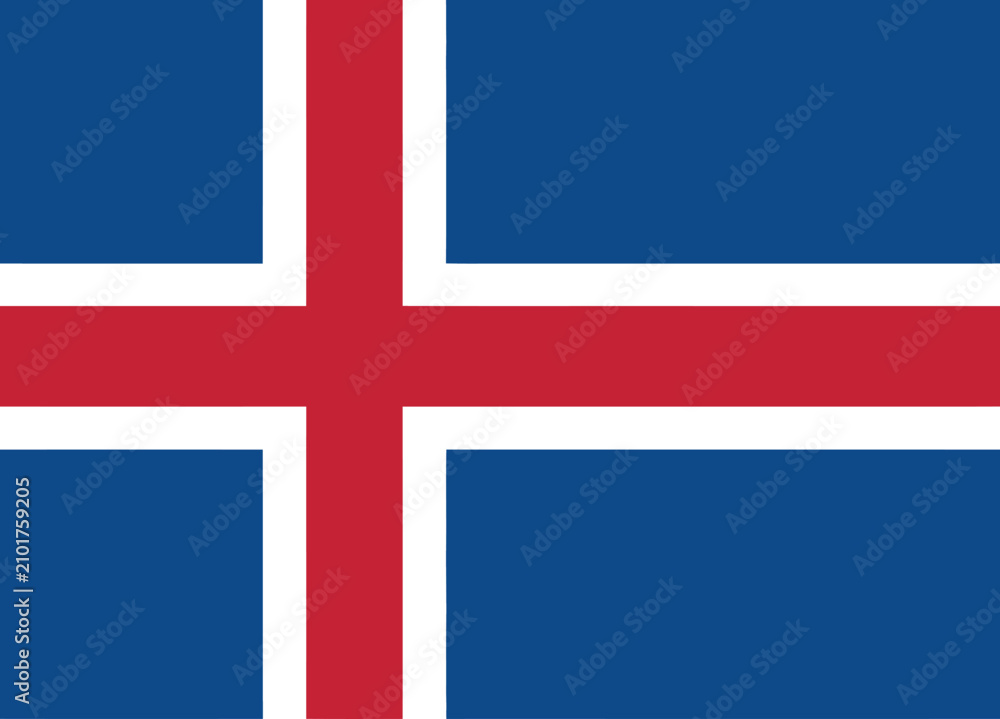 Obraz premium Official flag of iceland national vector illustration.
