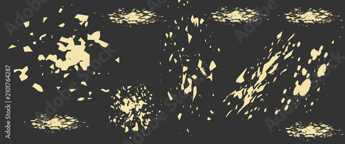 Abstract Gold Splatter and Shattered Debris Texture Elements Set