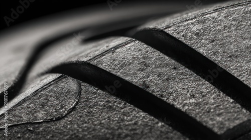 Close up of textured surface with lines and shadows in monochrome