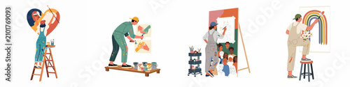 Принти на полотні A set of diverse artists creating meaningful wall art and posters celebrating community, love, diversity, and hope through vibrant paintings