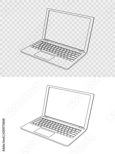Laptop isolated on white background editable stroke. Vector illustration EPS 10.
