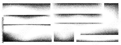 Set of grainy spray gradient borders and textured edge overlays