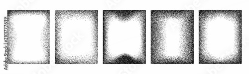 Set of grainy frames created with a stipple dot pattern.