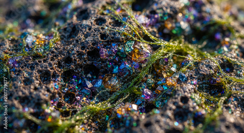 Carbon Mineralization Inspired Textures and Microscopic Geological Patterns.