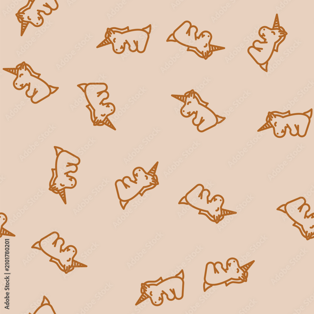 Obraz premium unicorn toy kid bedroom line seamless pattern unicorn toy kid bedroom thin line illustration