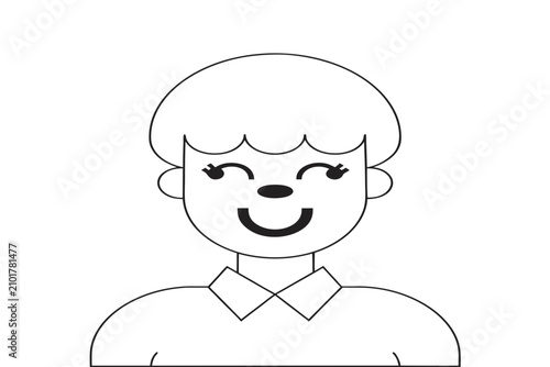 coloring page line art the cute man black vector