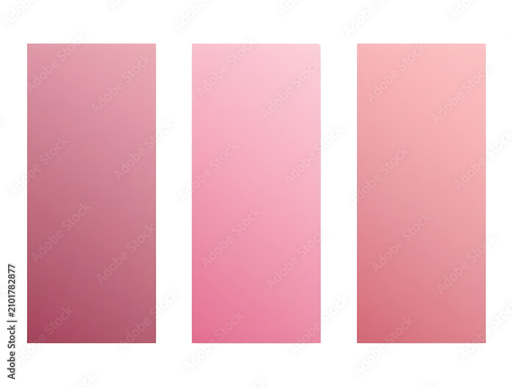 Fototapeta premium Three vertical pink gradient banners set on transparent background for digital advertising.