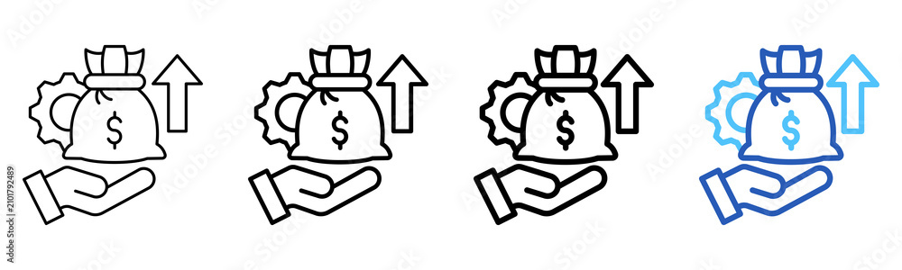 Fototapeta premium Income Management Icon Different Style Outline Collection Set 