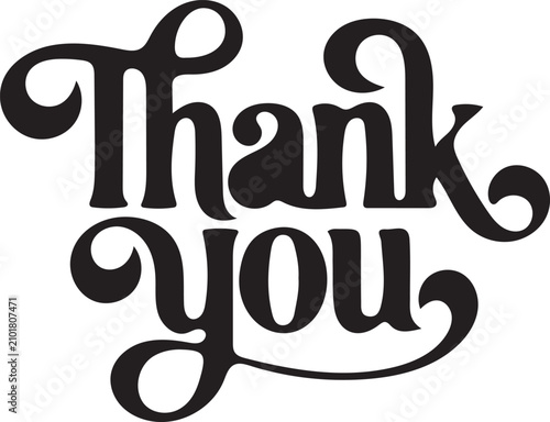 Isolated retro vintage style thank you typography design element with bold lettering for greeting cards or social media marketing graphics