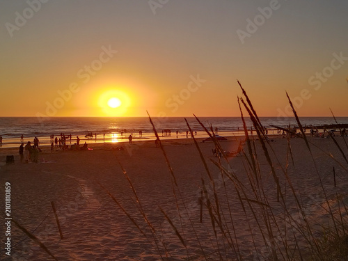 Принти на полотні Sunset landscape scene at Palmar de Vejer beach, Spain