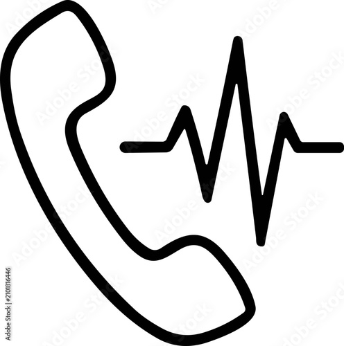Fotografie Phone receiver icon with sound wave, communication symbol, telecommunication con
