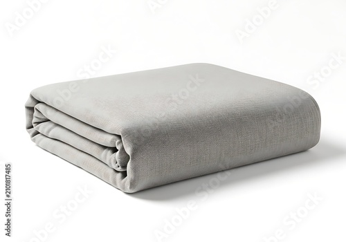 Folded grey fabric or cloth on neutral background