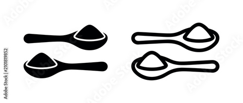 Obraz na płótnie Spoons with powder or sugar icon
