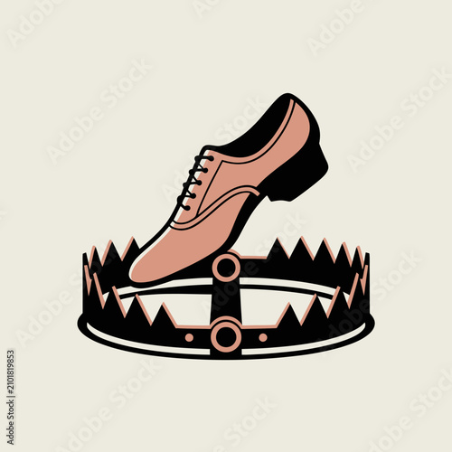 Slika na platnu Shoe trapped in bear trap mechanism.
