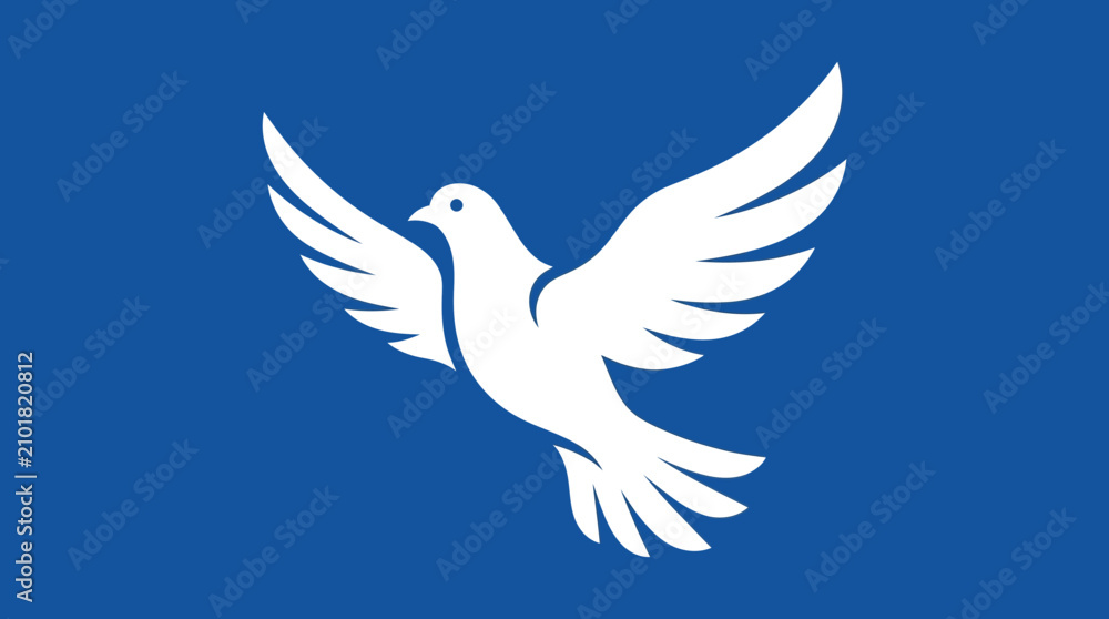 Obraz premium Minimalist white dove bird soaring gracefully to symbolize universal peace and freedom concept