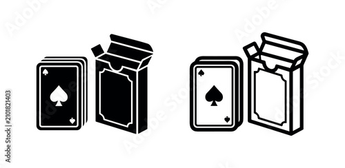 Deck of Playing Cards and Box Icon Set